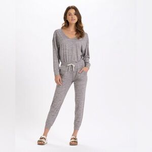 Vuori Lux Performance Long Sleeve Jumpsuit in Heather Grey - M